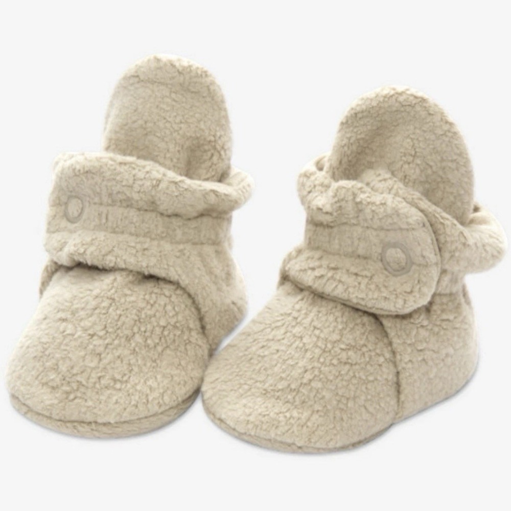 Zutano Cozie Fleece Khaki Beige Bootie‎ Infant Size 3M NEW